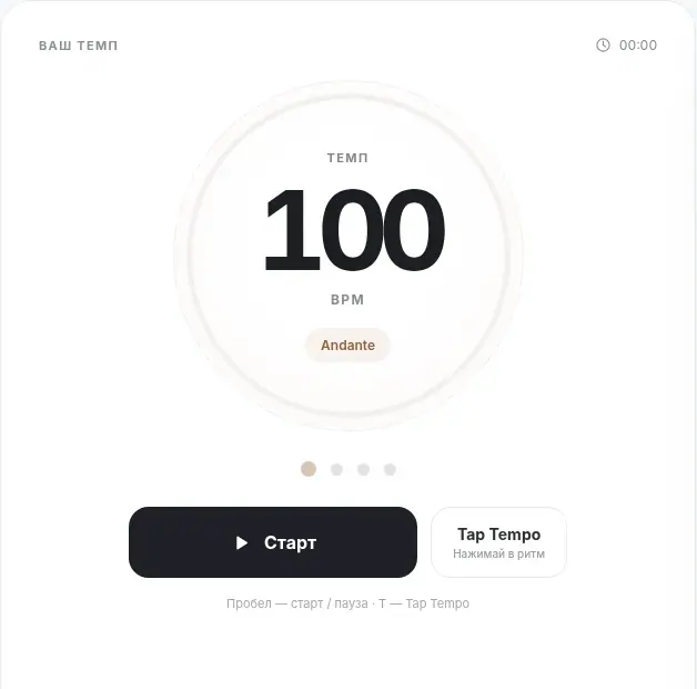 Экран BK Metronome — Гитарный бой под метроном: схема занятий